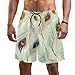 HUI JIN SHOP Short de bain élégant avec motif plumes de paon, Motif plume de paon élégant, L