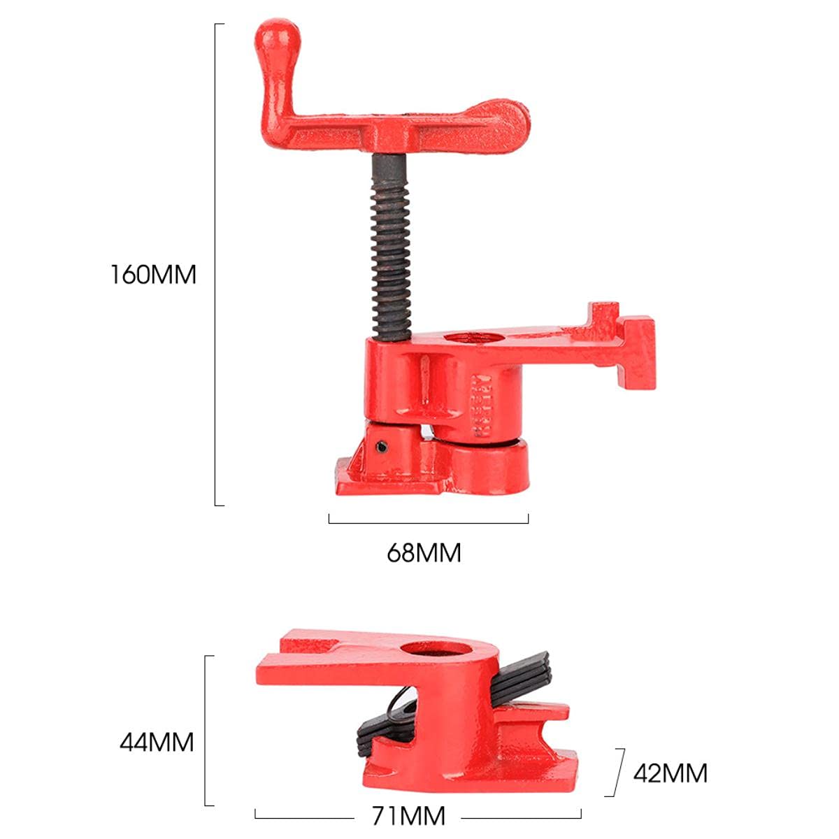 Juego de 4 abrazaderas de tubo para carpinter¨ªa de 3/4 pulgadas, pinzas derechas, tornillo de banco de liberaci¨®n r¨¢pida, juego de abrazaderas de metal de madera de hierro de base ancha para traba