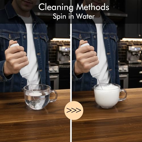 Image of Rechargeable Milk Frother Handheld, 2-IN-1 Dual Spring Whisk Electric Frother Wand for Cappuccino Latte Macchiato, Portable Drink Mixer for Coffee, Matcha, Hot Chocolate