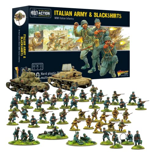 Wargames Delivered,Bolt Action Italienische Armee & Blackshirts Starter Army 36 28 mm Miniaturen, Modell Tank, 4 HQ Figur, Digital Bundle- Actionfiguren Kunststoffmodellbausätze von Warlord Games Cover
