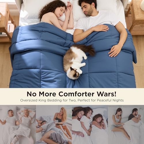 Image of Bedsure Comforter Duvet Insert - Quilted Comforters Oversized King, All Season Duvet, GentleSoft Down Alternative Bedding Blanket, with 8 Tabs, Gifts for Women /Men, Dark Slate Blue,OversizeKing 116x98