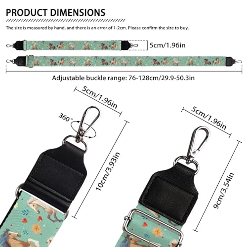 Image of Flower Horse Wide Bag Straps Replacement Crossbody Guitar Straps for Handbags /Purses /Messenger /Duffel Bags Backpack Straps Replacement Adjustable Length from 30 inch to 50.3 inch