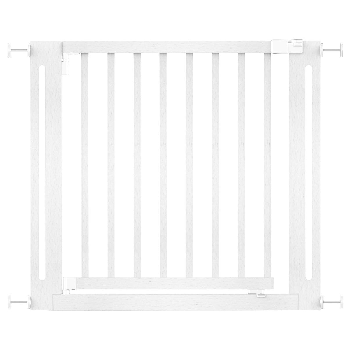 Safetots Wooden Elegance Gate, White, 87cm - 95cm, Pressure Fit Safety Gate, 65cm Extra Wide Doorway, One Piece Extra Wide Gate for Stairs, Hallways and Doors, Stylish Design Easy Installation