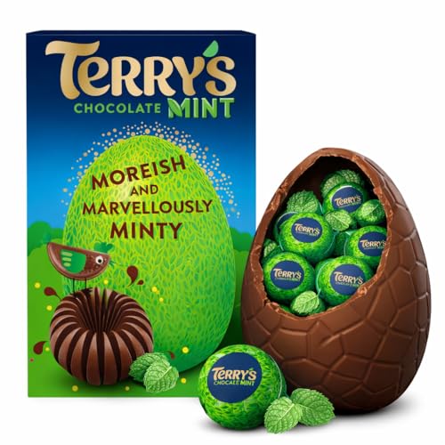 Terrys Chocolate Mint Exploding Candy Extra Large Easter Egg with Real Mint & Popping Candy Fun Easter Perfect For Easter Egg Hunt Great Gift For Kids & Adults School Offices