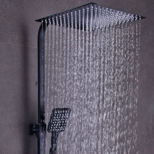 Alcachofa de ducha cuadrada de acero inoxidable, antical, ducha con efecto lluvia y alcachofa de ducha de mano, diseño antiquemaduras