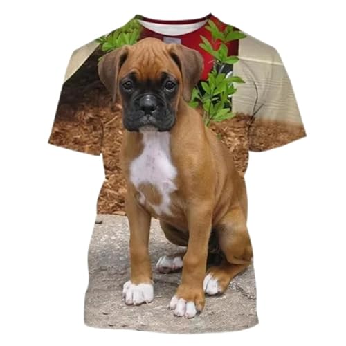 MaroYanYML Hombres Lindo Animal Boxer Perro Camiseta Creativa Casual Divertido Boxer Perro Camisetas Tops Manga Corta Plus Size Hombres tee Shirt Streetwear