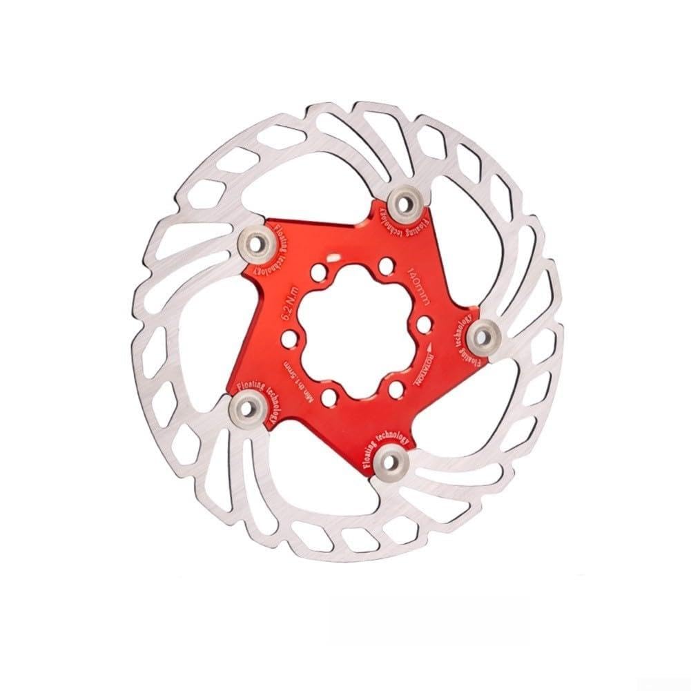 6-Bolt Mountain Bike Disc Brake Rotors Floating Technology Stainless Steel Aluminum Alloy CNC Machined 44mm Bolt Circle Multiple Sizes 140mm 160mm(Red 140mm)