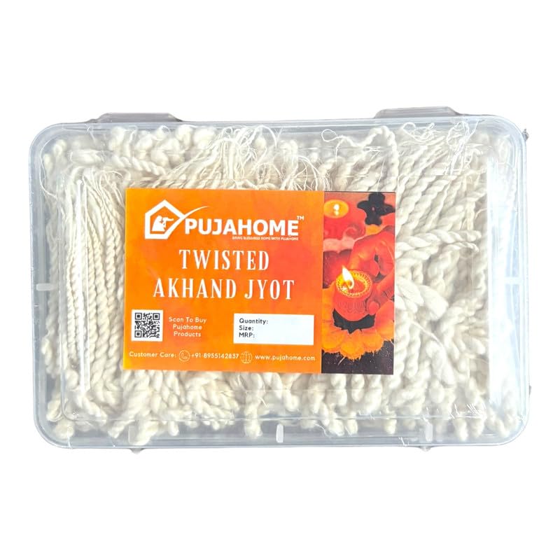 Pujahome Twisted Akhand Jyot Cotton Short Wick (24Hours Burning, 300+ Pieces), White Colour, Long Lasting Pure Cotton Wicks for Daily Pooja and Meditation-image-24