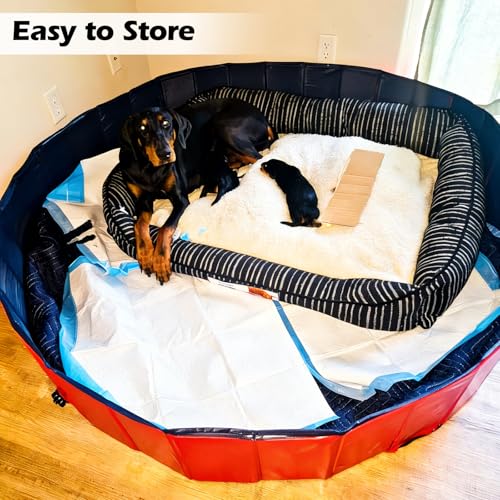 Image of Artilife Dog Whelping Box,Dog Whelping Box Pool,Whelping Box for Dogs Birthing,Welping Box Whelping Pen Whelping Box for Puppies Whelping Supplies (Red, 47 inch Dia.x12 H)