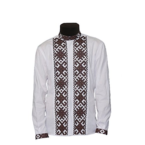 Chemise Casual Homme de UkrainianFashion en coton blanc premium Large
