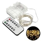 8 Modes String Lights,eTopxizu 33ft 100LED Warm White Battery Operated Powered Copper Wire Starry String Lights With Remote for Outdoor,Indoor,Wedding,Christmas,Party warm,Home,Bedroom,Living Room