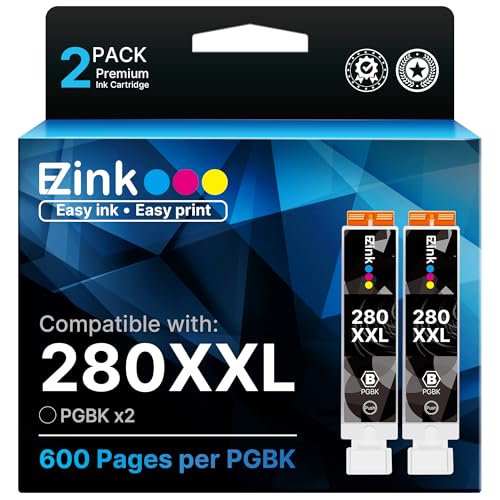E-Z Ink Compatible tr8620a Ink Cartridge Replacement for Canon 280 PGBK 280 XXL Canon Ink PGI-280XXL to use with PIXMA TR8520 TR8620 TR8622a TS9521C TS6120 TS9120 TS6320 TR7520(2 PGBK)