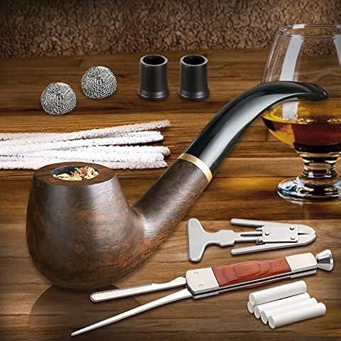 Scotte Tobacco pipe Handmade Ebony Wood root Smoking Pipe Gift Box and Accessories Cover