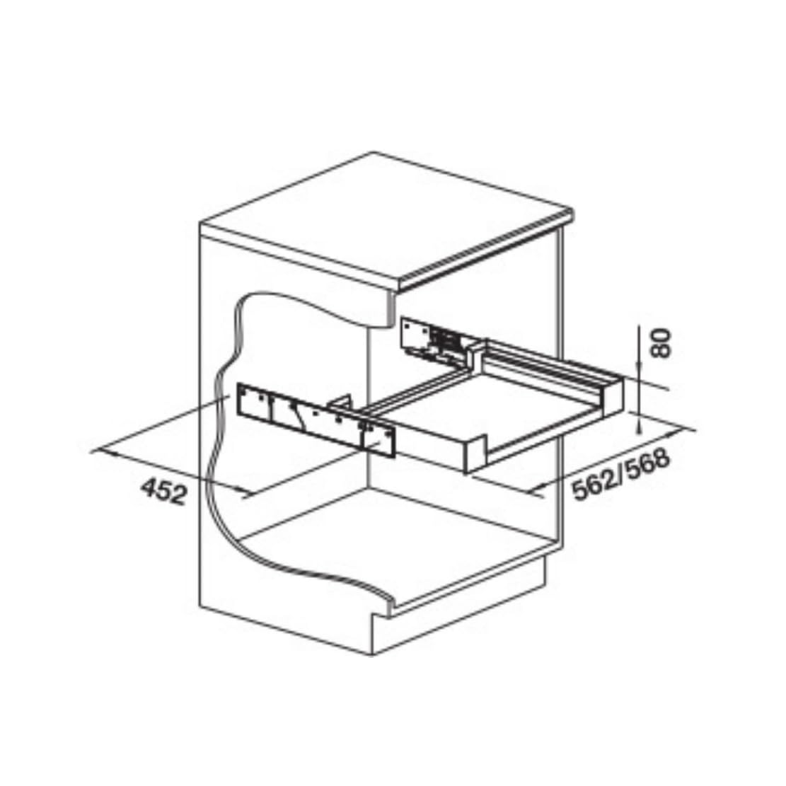 BLANCO Flat Drawer 60 - Puerta giratoria (plástico, aluminio, chapa de acero, armario inferior de 60 unidades, almacenamiento de accesorios para fregadero, utensilios de limpieza, rollos de bolsas de