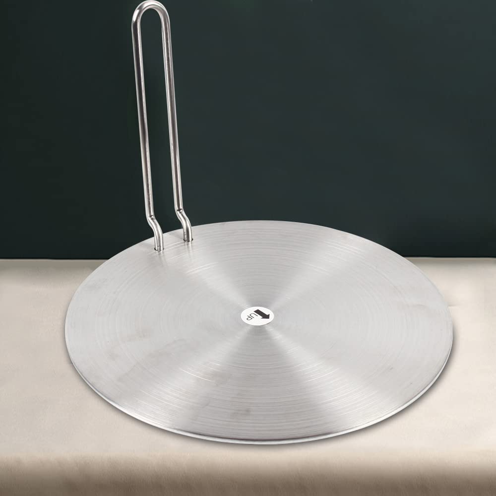 Iindukcyjna płyta adapterowa, stal nierdzewna, 24 cm, adapter indukcyjny, wielofunkcyjna płyta rozdzielająca ciepło z uchwytem, płyta adaptera do kuchenek indukcyjnych, garnków i patelni, takich jak