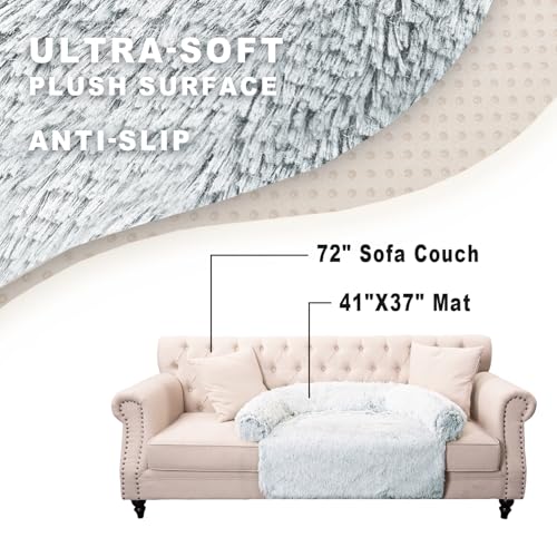 Image of Calming Dogs /Cats Bed Mats, Dog Pad Washable Removable Couch Cover, Plush Long Fur Mat for Pets, Waterproof Lining, Perfect for Small, Medium and Large Dogs and Cats (Gradient Gray, 41 inchx37 inch)