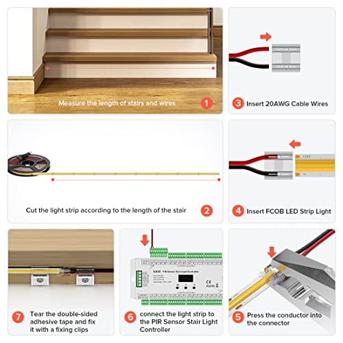 Kit luz escalera sensor PIR tira LED 3x16FT 3000K miniatura 5