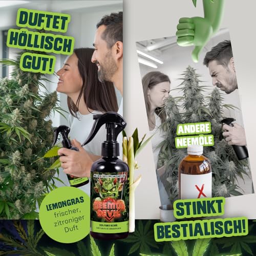 Bio Neemöl Devil® – 500ml Sprühfertig – Pflanzenpflege & Vitalität – 4-in-1 Mischung aus Neemöl, Rosmarinöl, Lemongrasöl & Brennesselextrakt – Natürlich & sanft zur Pflanze