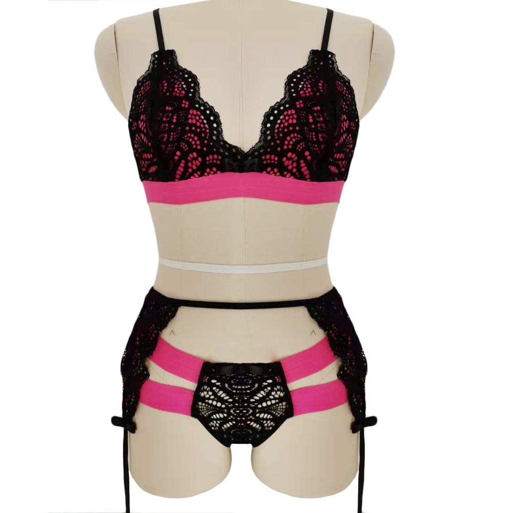 Set di Biancheria Intima Sexy in Pizzo + Giarrettiera + Perizoma
