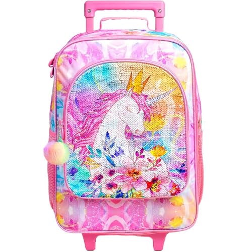 Image of CCJPX Kids Luggage for Girls, Unicorn Rolling Travel Carry on Suitcase for Toddler Children with Wheels(Pink)