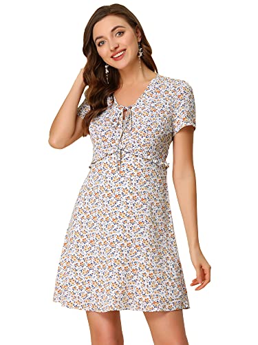 Allegra K Estate cravatta scollo a V maniche corte...