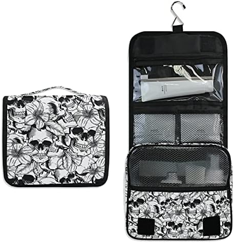Miniatura 7 de Neceser colgante, bolsa de viaje de maquillaje de calavera gótica para artículos de tocador, organizador de artículos de tocador portátil, kit de