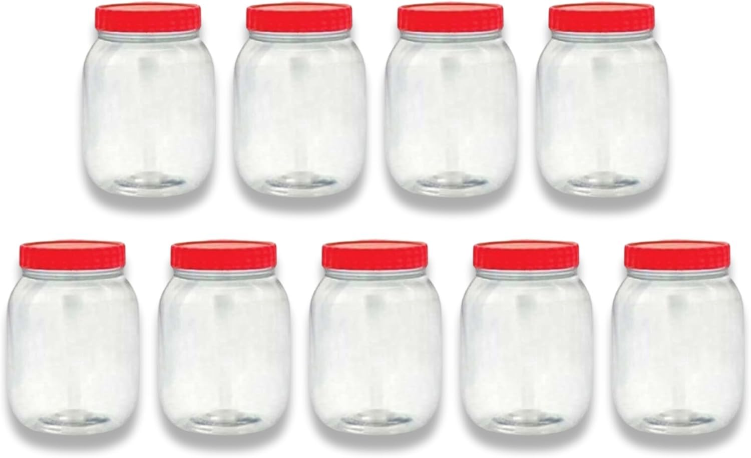 KANSY Plastic Storage Containers Round Clear Spice Jars With Screw Top Lids, Airtight Bpa Free Plastic Mason Jars For Kitchen Pantry, Jam Jars For Crafts And Hardware (9x 750ml)