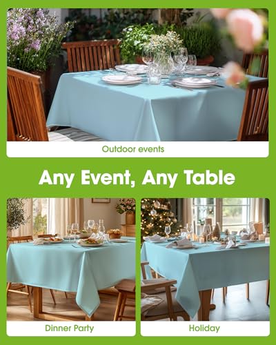 Image of Pureegg Polyester Tablecloth 60 inch x 84 inch Reusable & Washable Baby Blue