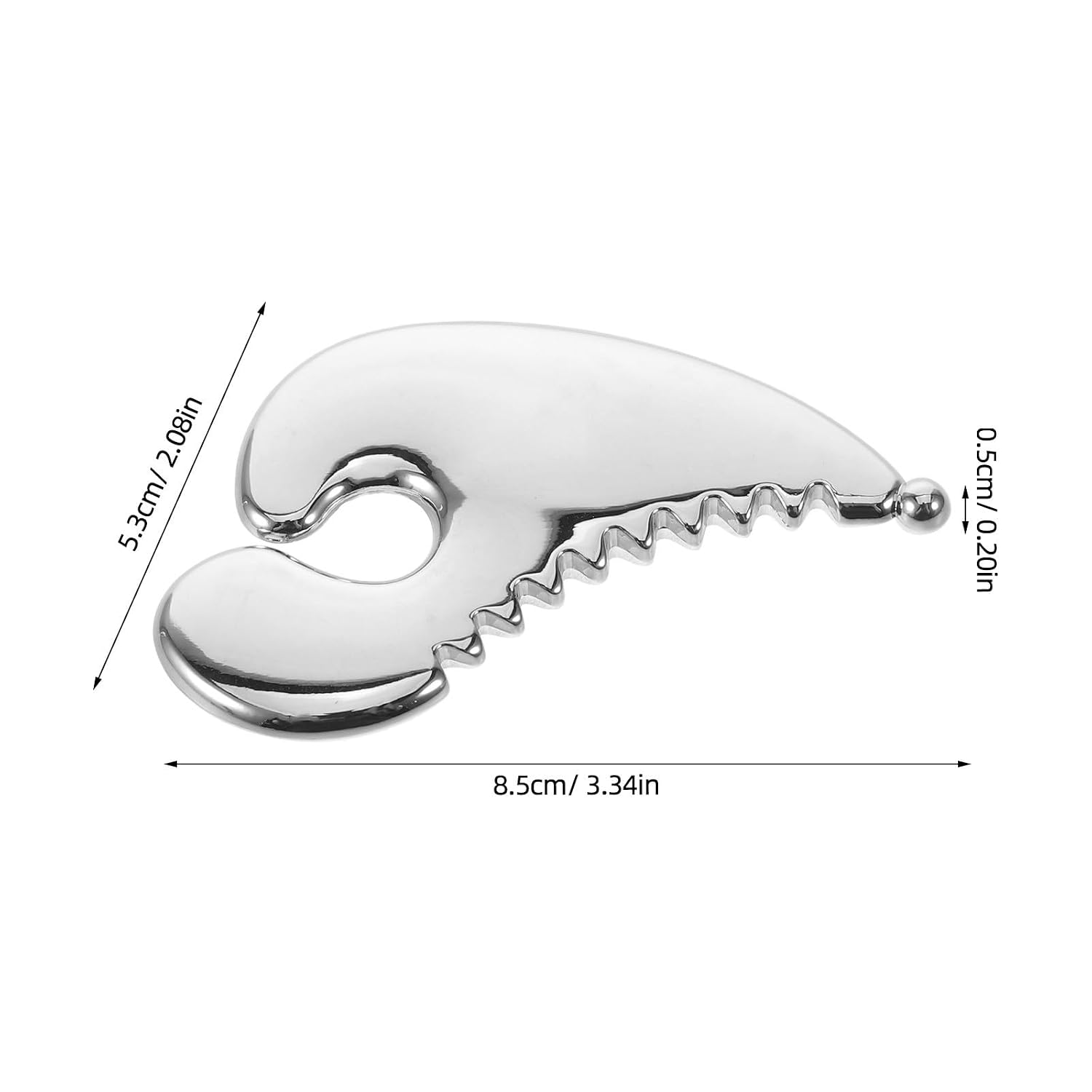 Metal Facial Gua Sha Tool for Face and Shoulders, Aluminum Alloy Skin Scraper with Ergonomic Teardrop Design and Rounded Teeth Edge for Jawline Sculpting and Effortless