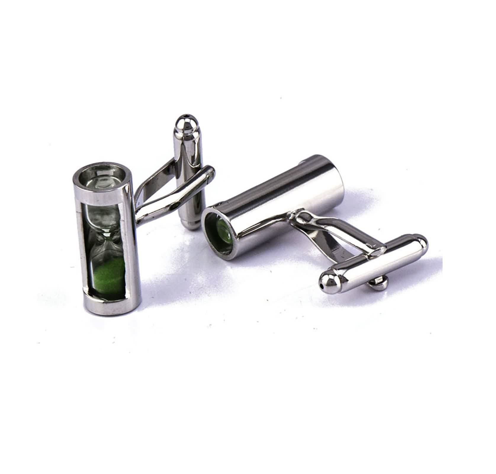 Banemi Gemelos para hombres, gemelos minimalistas de reloj de arena de cobre verde gemelos para hombres regalo, No es una piedra preciosa