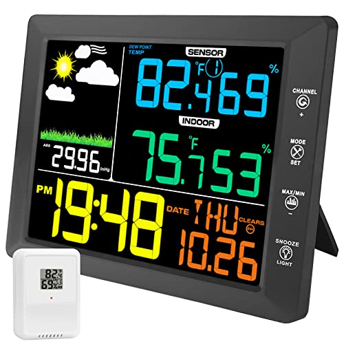 Urageuxy Wireless Color Weather Station, 10 Inch Indoor Outdoor