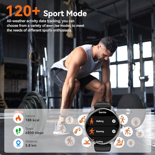 undefined Smart Watches for Men Women, 1.43" AMOLED Display Smartwatch with 7-Day Battery, 120+ Sport Modes, Bluetooth Calls, Heart Rate/Sleep Monitor, IP68 Waterproof for iPhone Android Compatible (Black) の商品画像 2