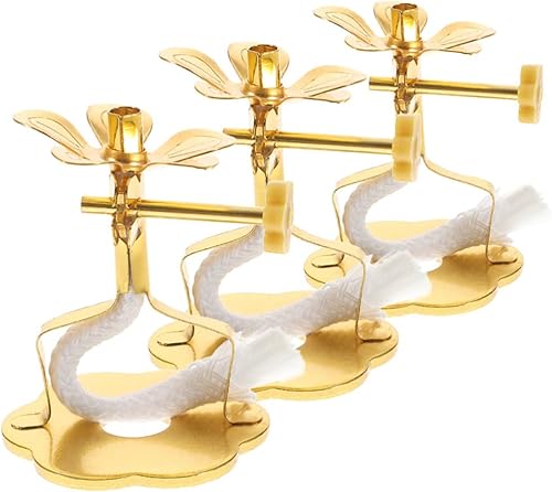 Healifty Lámpara de aceite mecha flotante soporte de lámpara budista Ghee de metal disco de corcho de aceite soporte de incienso tibetano 3 piezas