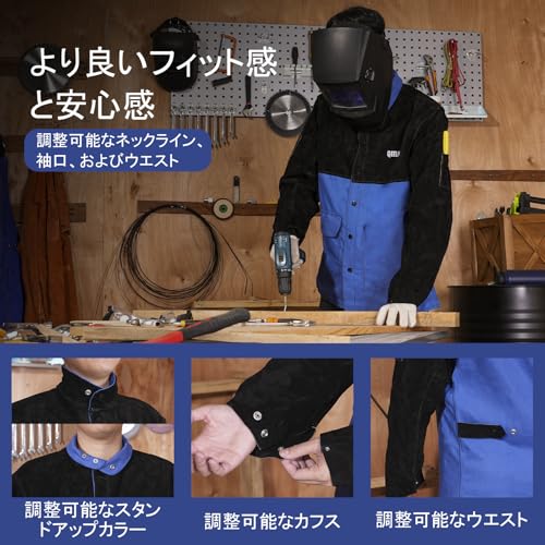 QeeLink Welding Jacket Split Leather Sleeves | Premium Flame Resistant Cotton Body Welder Jackets 4 QeeLink Welding Jacket Split Leather Sleeves | Premium Flame Resistant Cotton Body Welder Jackets - Image 4