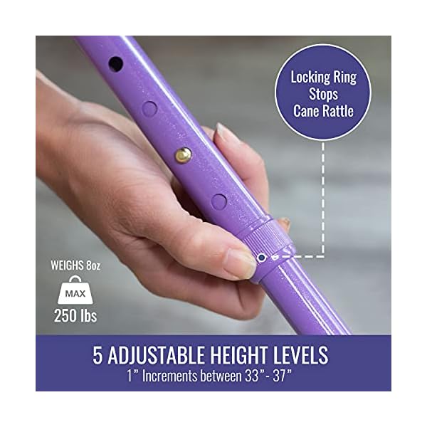 HealthSmart Gehstock, klappbar, Komfortgriff, Violett – Bild 4