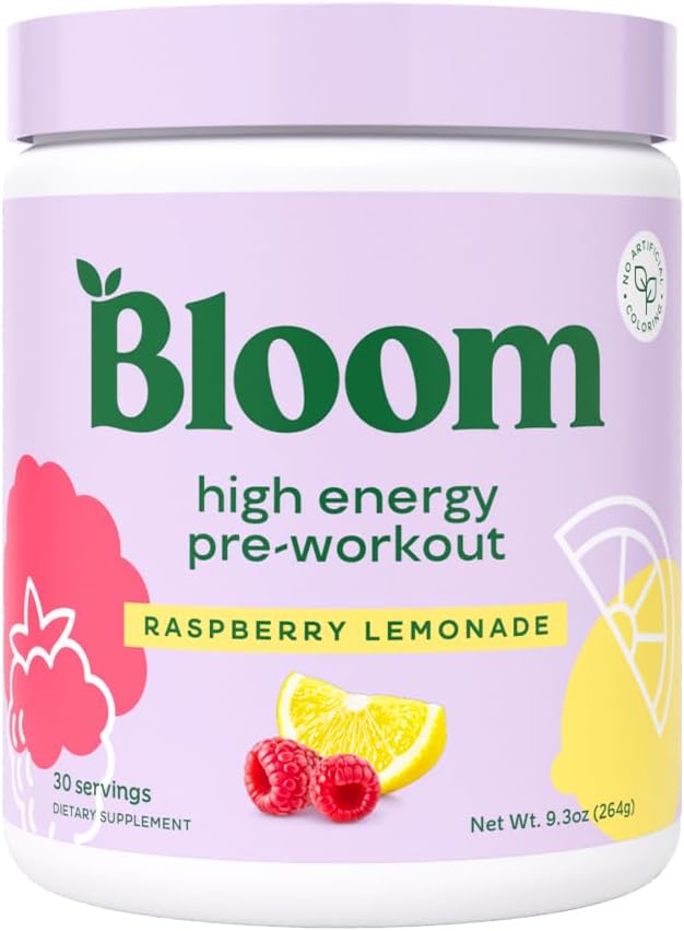 High Energy Pre Workout with Beta Alanine, Ginseng and L Tyrosine for Amino Energy, Natural Caffeine Powder from Green Tea Extract, Keto, Sugar Free Drink Mix, Raspberry Lemonade