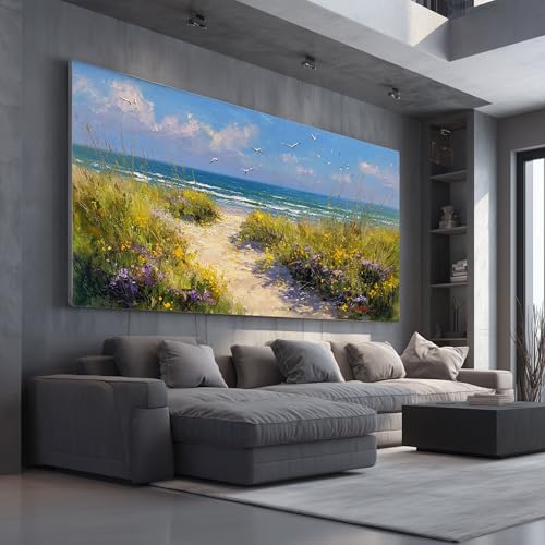 Toile océan et fleurs sauvages pour créer une ambiance zen dans votre chambre adulte