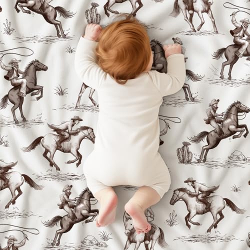 Image of Western Baby Blanket, Cowboy Minky Blankets for Boys Girls, Nursery Room Decor, Soft Warm Lightweight Nursery Bed Blanket for Newborn Toddlers Son Daughter (05)