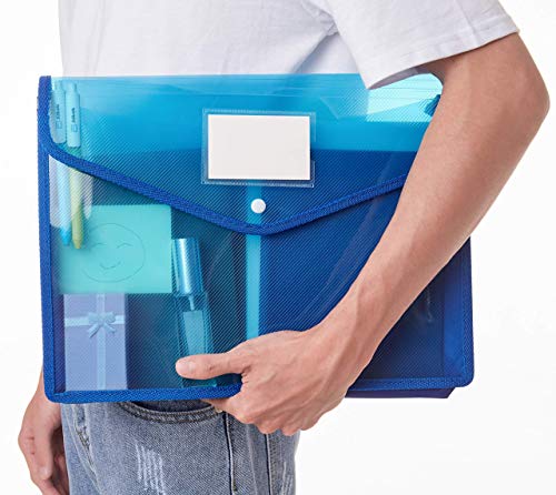 Fanwu Plastic File Folder Poly Envelope Expanding File Wallet Document Folder With Snap Button Closure, Legal Size, 5 Pack Large Waterproof Accordion File Pouch (Assorted Color) #TOP4