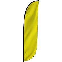 LookOurWay Feather Flag Banner - 12 Feet Tall Advertising Flags for Outdoor Business and Events Promotion - Swooper Flag Only - Solid Color Flags - Yellow 10M1200069