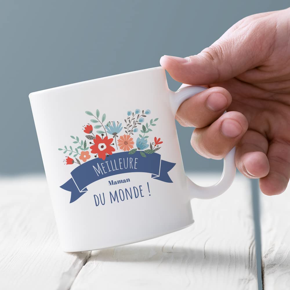CADEAUX.COM - Best Mum of the World Mug - Mum Gift - Original Mother's Day Gift Idea, Best Flower Mom - Image 3