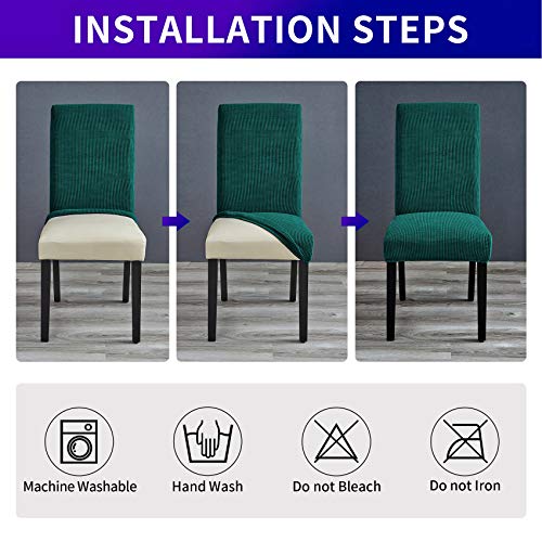 Howhic Chair Covers For Dining Room Set Of 6, Stretchy Dining Chair Covers, Textured Jacquard Kitchen Chair Slipcovers, Classy Decor For Home And Banquet (Hunter, 6 Pack) #TOP6
