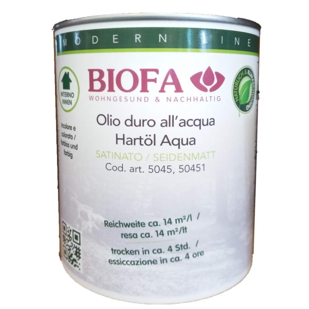 BIOFA 5045 SATINATO INCOLORE 2,5 l- Olio a base acqua per mobili e parquet