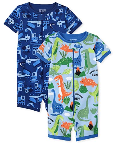 Image of The Children's Place 2 Pack Baby and Toddler Boy Snug Fit Cotton Zip-Front One Piece Pajama