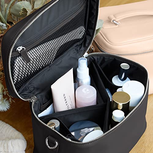 Leatherology Black Onyx Extra Large Train Case Cosmetic Makeup Bag Organizer For Women W/Removeable Divider System #TOP1