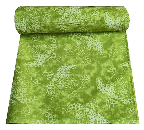 Image of 2 Meter Hand Block Indian Cotton Unstitched Jaipuri Handmade Digital Printed Fabric Material for Women Kurta /Blouse /Palazzos /Piece Material for Women's (Green Flower)