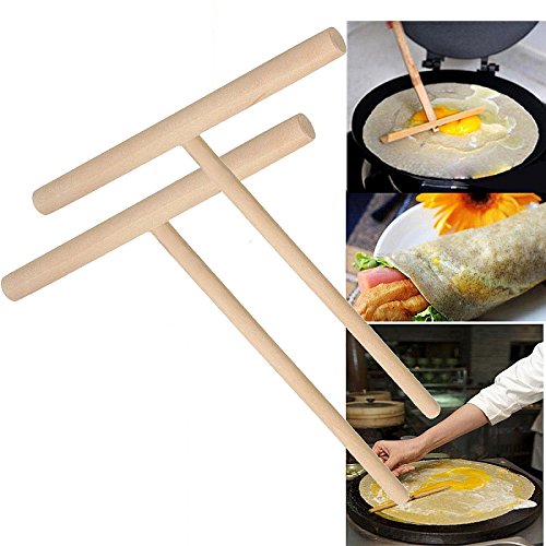 Pancake Batter Spreader TShaped Wooden Crepe Maker Kitchen Utensil