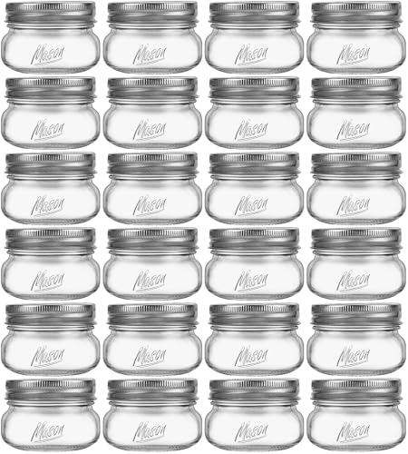 Mason Jars 4oz - 24Pack Glass Jars with Leak Proof & Food Grade Canning Jars for Spices, Dry Food Storage & DIY Crafts, Perfect for Home Cooks, Meal Prep, and Crafting Enthusiasts