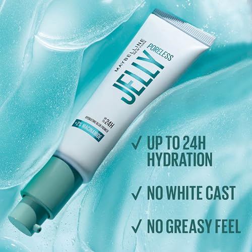 Maybelline Poreless Jelly Blurring Primer, 24H Hydrating & Pore-Blurring Makeup Primer with Niacinamide, Silicone-Free - Image 4