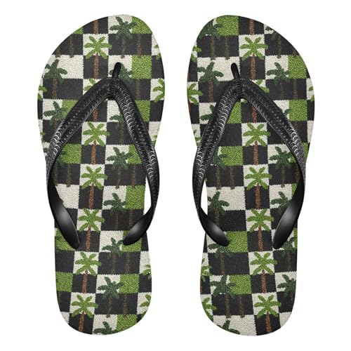 Flip Flop Sandals Pattern Palm Print for Women Men Beach Outdoor XS